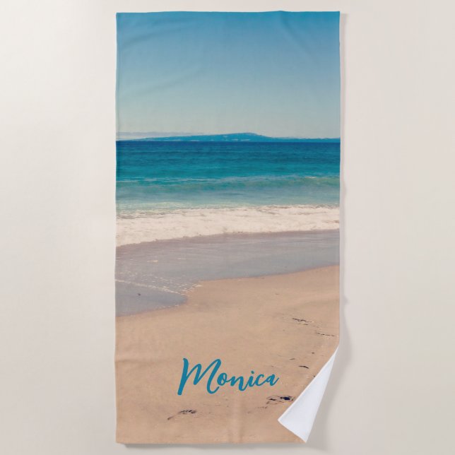 Personalised Photo Aqua Teal Beach Towel (Front)