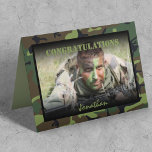 Personalised Photo Army Passing Out Card<br><div class="desc">A simple photo military passing out greeting card featuring a camouflage army background,  the word "congratulations",  and the name of the soldier.</div>