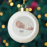 Personalised Photo Baby 1st Christmas Ceramic Ball Christmas Ornament<br><div class="desc">Personalised photo Christmas ornament with a baby pic,  their name,  and the year. Change the placement,  fonts,  or colours to match your favourite newborn picture by clicking the button to edit the design.</div>