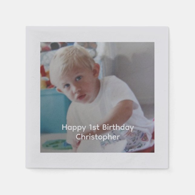 Personalised Photo Baby Kids 1st First Birthday  Napkin (Front)