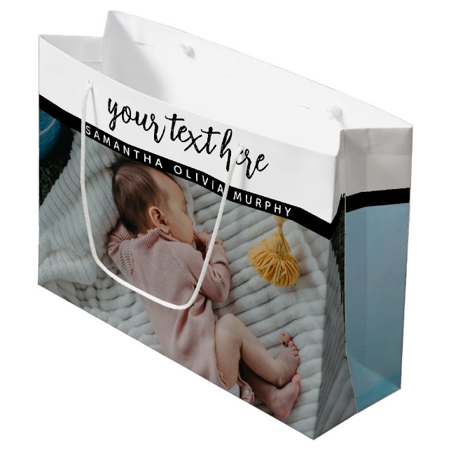 Personalised Photo Baby Love & Name Memories  Large Gift Bag (Front Angled)