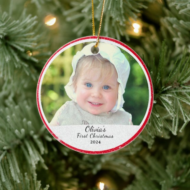  Personalised Photo Baby's First Christmas Ceramic Tree Decoration (Tree)