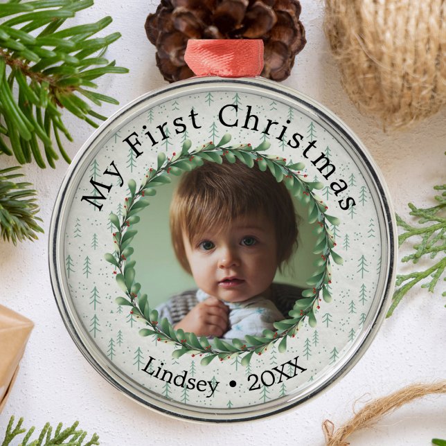 Personalised Photo-Babys first Christmas Metal Tree Decoration (Creator Uploaded)