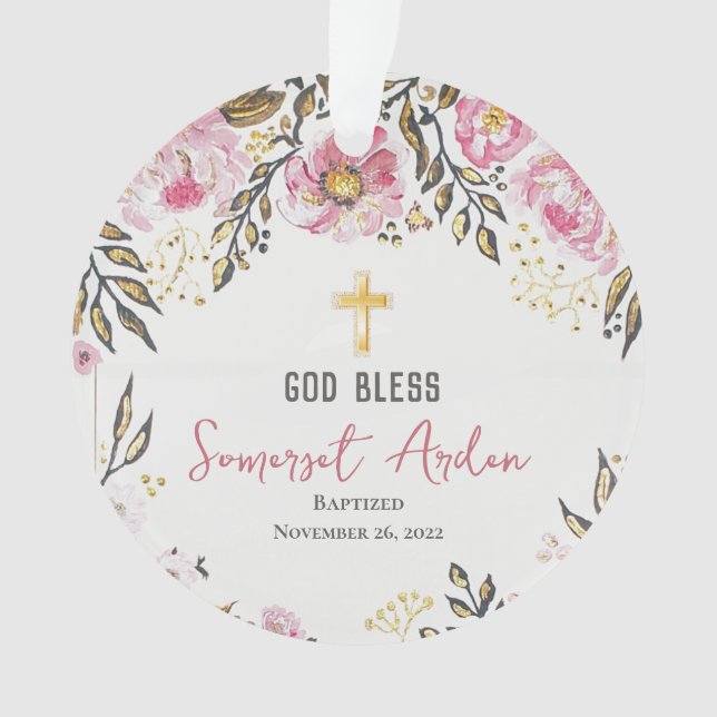 Personalised Photo Baptism Christmas Ornament (Front)