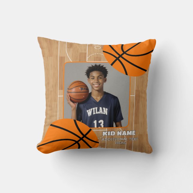 Personalised Photo Basketball Player Name Cushion (Front)