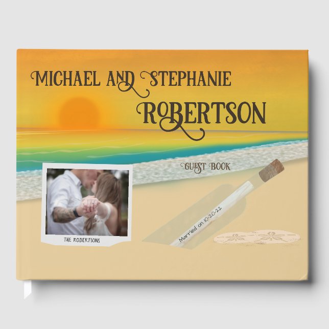 Personalised Photo Beach Wedding Guest Book (Front)