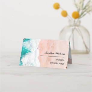 Personalised Photo Beach Wedding Name Place Card