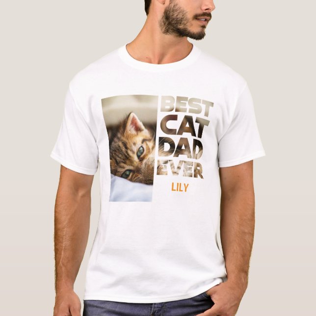 Personalised Photo Best Cat dad ever T-Shirt (Front)