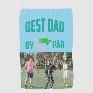 Personalised Photo Best Dad By Par  Golf Towel