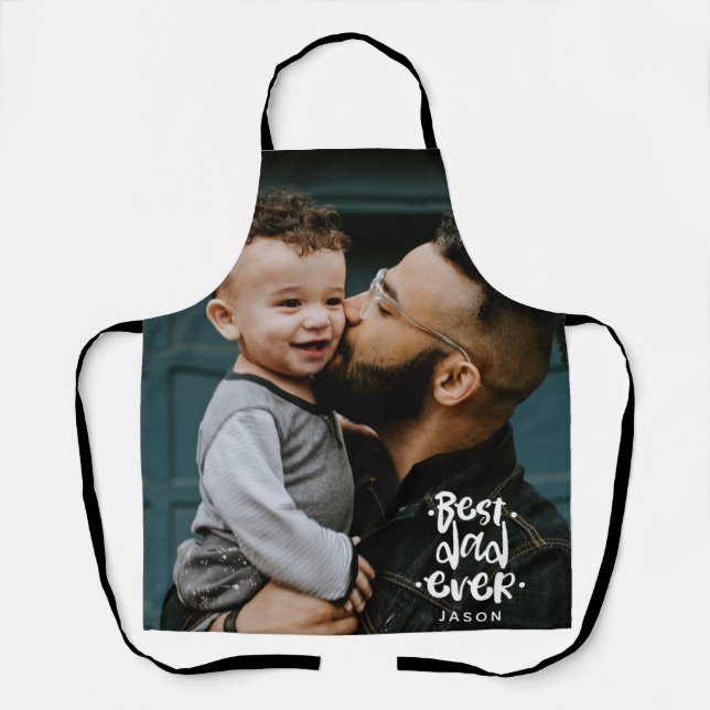  Personalised Photo Best Dad Ever Name Overlay  Apron (Front)