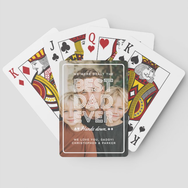 Personalised Photo Best Dad Ever  Playing Cards (Back)
