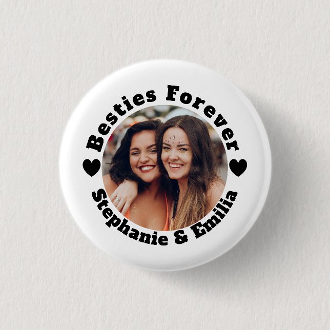 Personalised photo best friends BFF  3 Cm Round Badge (Front)