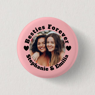 Personalised photo best friends BFF pink 3 Cm Round Badge