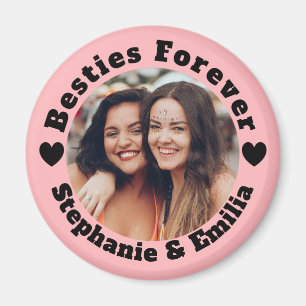 Personalised photo best friends BFF pink Magnet