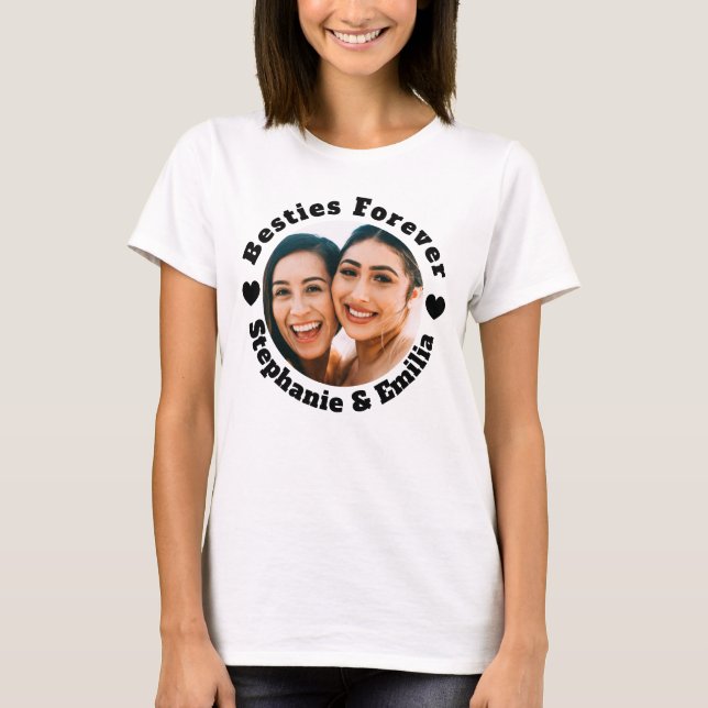 Personalised photo best friends T-shirt (Black) (Front)