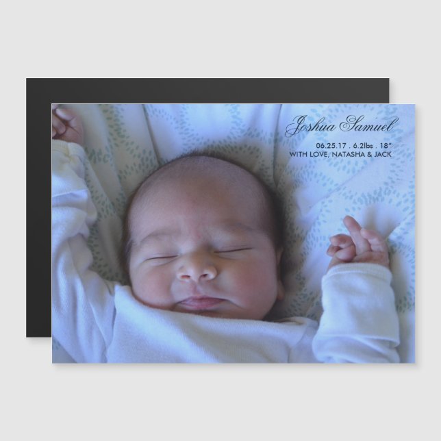 Personalised Photo Birth Announcement for Boy (Front/Back)