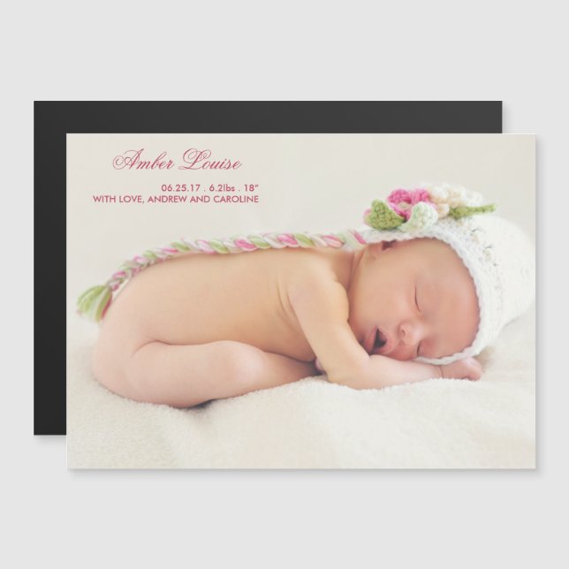 Personalised Photo Birth Announcement for Girl (Front/Back)