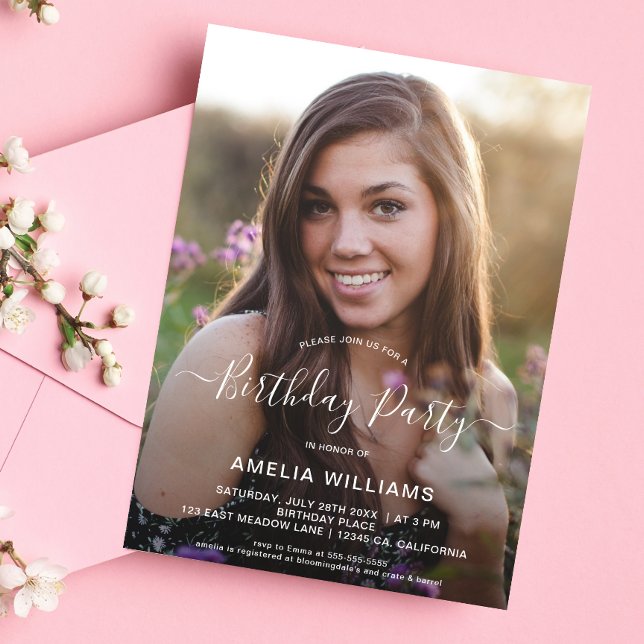 Personalised Photo Birthday Any Age Invitation (Photo Birthday Party Invitation)