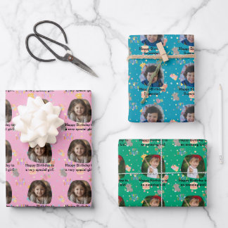 Personalised Photo Birthday Confetti Party Pattern Wrapping Paper Sheet