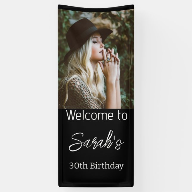 Personalised Photo Birthday Party Script Welcome  Banner (Vertical)