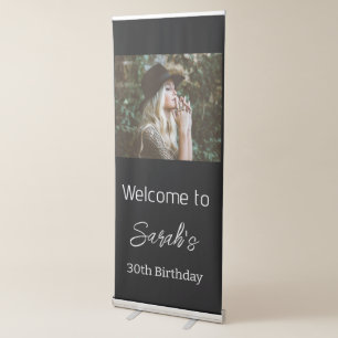 Personalised Photo Birthday Party Script Welcome Retractable Banner
