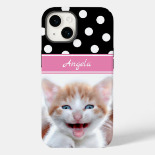 Personalised Photo Black and White Polka Dot Case-Mate iPhone 14 Case