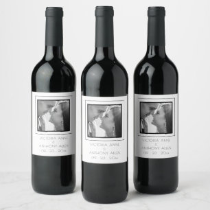 Personalised Photo Black Wine Label