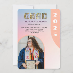 Personalised Photo Bold 2024 Arch Retro Graduation Invitation