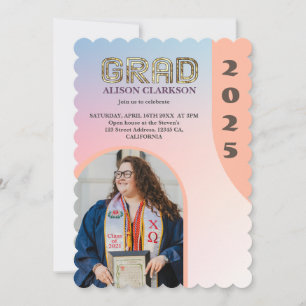 Personalised Photo Bold 2024 Arch Retro Graduation Invitation