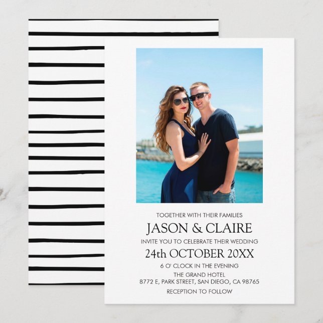 Personalised Photo Bold Typography Simple Wedding Invitation (Front/Back)