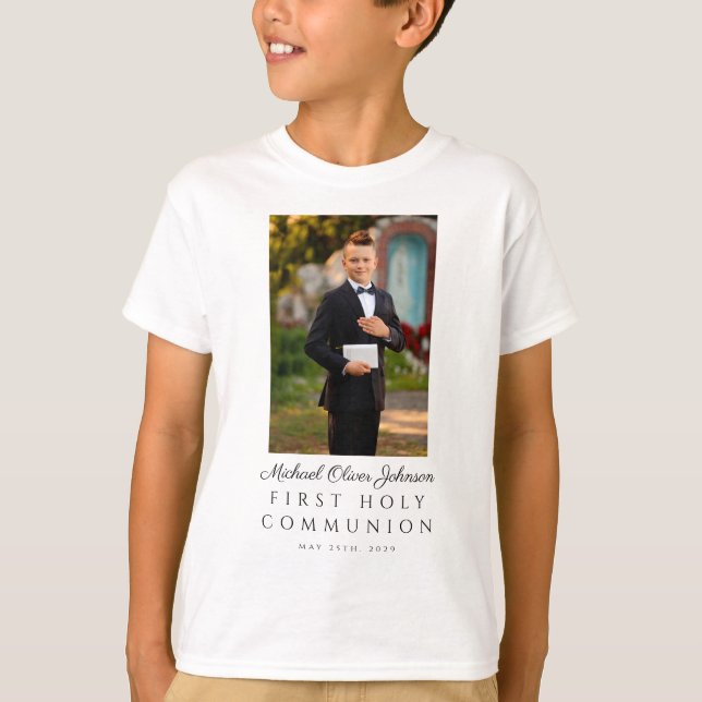Personalised Photo Boy First Holy Communion T-Shirt (Front)