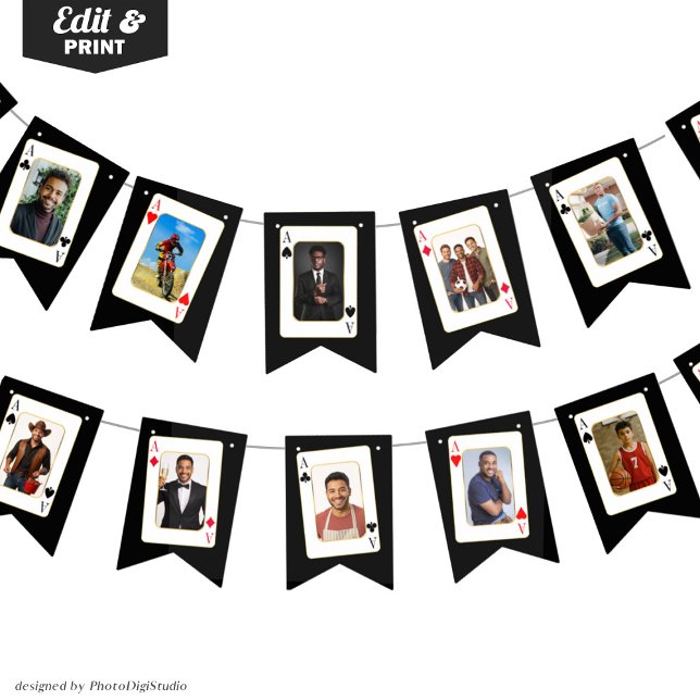 Personalised Photo Bunting, Custom Casino Poker Bunting (Personalized Photo Bunting, Custom Casino Poker Bunting Flags)
