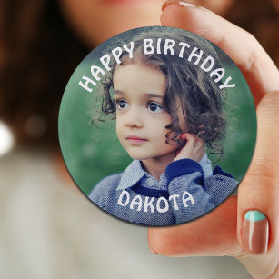 Personalised Photo button for Child's Birthday