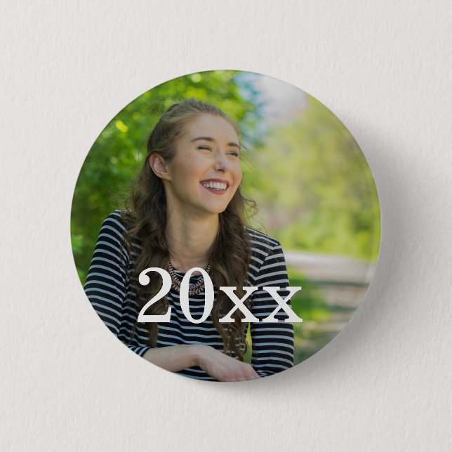 Personalised Photo Button with Year (Front)