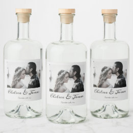 Personalised Photo Calligraphy Wedding Engagement Liquor Bottle Label