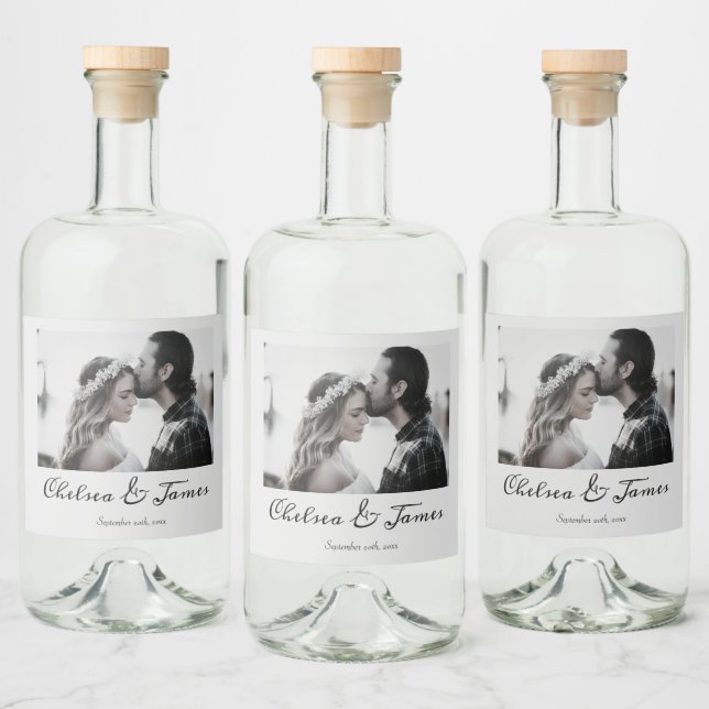 Personalised Photo Calligraphy Wedding Engagement  Liquor Bottle Label (Bottles)