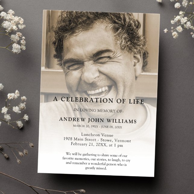 Personalised Photo Celebration of Life Funeral Acrylic Invitations (Celebration of Life Photo Invitation)