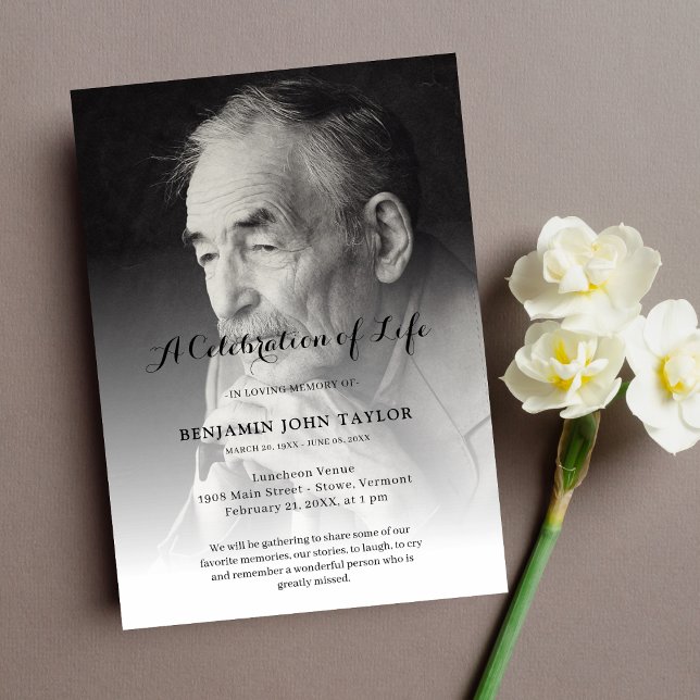 Personalised Photo Celebration of Life Funeral Inv Invitation (Creator Uploaded)