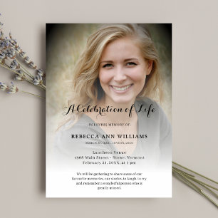 Personalised Photo Celebration of Life Funeral Inv Invitation
