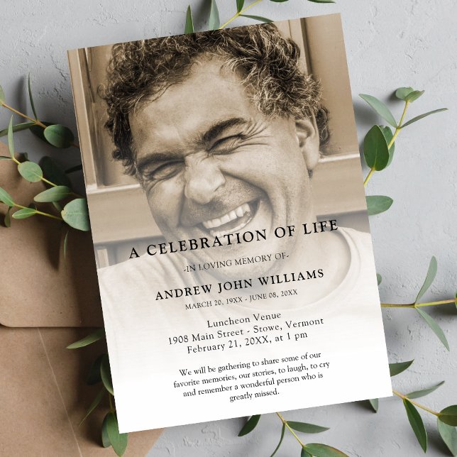 Personalised Photo Celebration of Life Funeral Invitation (Celebration of Life Photo Invitation)