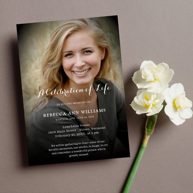 Personalised Photo Celebration of Life Funeral Invitation (Sympathy Thank You Photo Card)