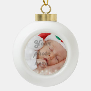Personalised photo ceramic ball christmas ornament