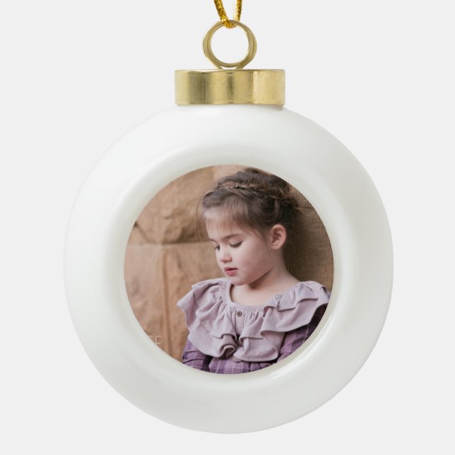 Personalised Photo Ceramic Ball Christmas Ornament (Front)