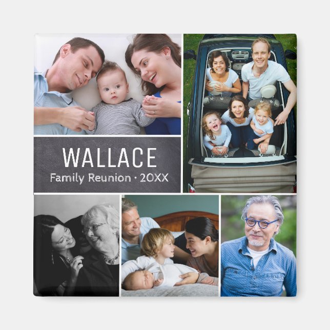 Personalised Photo, Chalkboard, Family Reunion Magnet (Front)