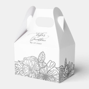 Personalised Photo Chic Silver Grey Wedding Floral Favour Box