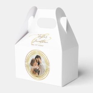 Personalised Photo Chic White Gold Wedding Minimal Favour Box