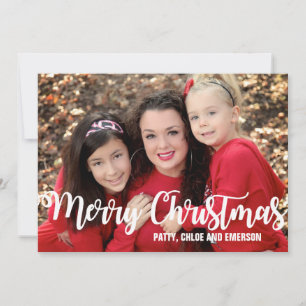 Personalised Photo Christmas Card, Red and White Holiday Card