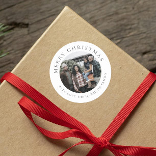 Personalised Photo Christmas Classic Round Sticker