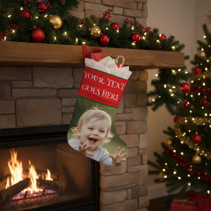 Personalised Photo Christmas Custom Picture & Name Large Christmas Stocking