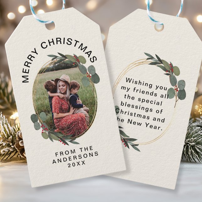 Personalised Photo Christmas gift tags (Merry Christmas/Merry Christmas, photo, gift day. Add your text / name and personalize your product )
